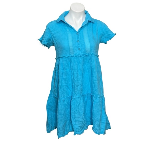 STARK X morgan cotton gauze Tiffany blue dress size XS - Picture 2 of 5